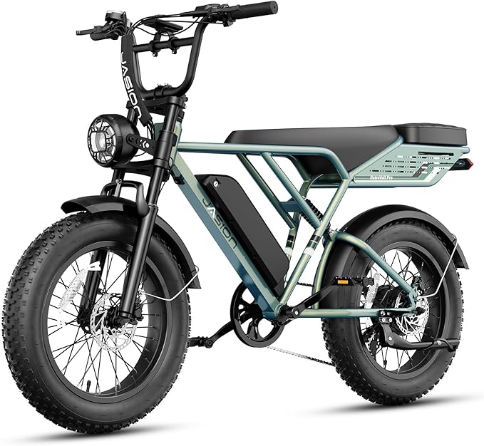 Jasion RetroVolt Pro Electric Bike for Adults, [2000W Peak Motor & 38 MPH & 90-Miles], 52V 20AH Removable Battery, Hydraulic Brakes EBike, 20'' X 4'' Fat Tire Electric Dirt Bike