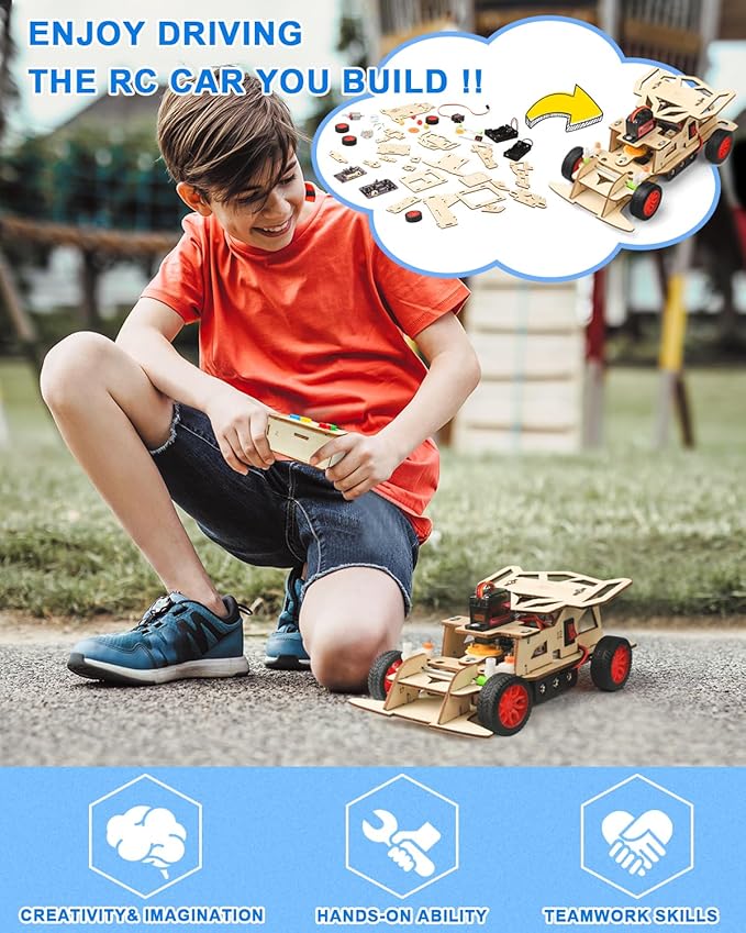 Poraxy STEM Kits for Kids 8-10, STEM Toys for Boys Ages 8-13, Remote Control Car, Wooden 3D Puzzles 8-12 Science Projects Building Model, Birthday Gifts for 8 9 10 11 12 13 14 Year Old Teen Boys Girls