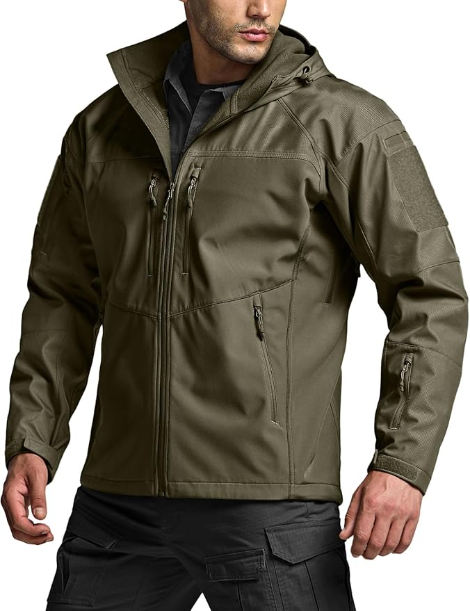 CQR Men's Tactical Softshell Jacket, Winter Warm Fleece Lined Coat, Water Resistant Outdoor Hunting Hiking Rain Windbreaker
