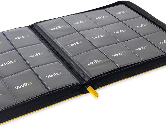 Vault X 12 XL Pocket Trading Card Zip Binder - 624 cards, Premium Exo-Tec Album Material, 26 Side-Loading Pages, Folder for Collectible Card Games, Sports, TCG (Yellow)