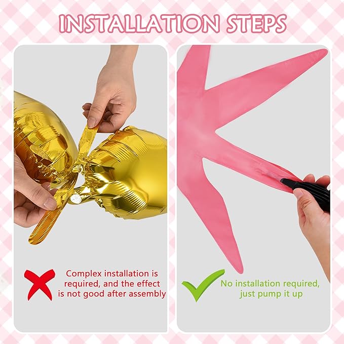 TONIFUL 4 Pcs 22inch 4D Light Pink Explosion Star Mylar Balloons for Party Backdrop Christmas,New Year Birthday, Wedding Baby Shower Anniversary Photo Booth Supplies
