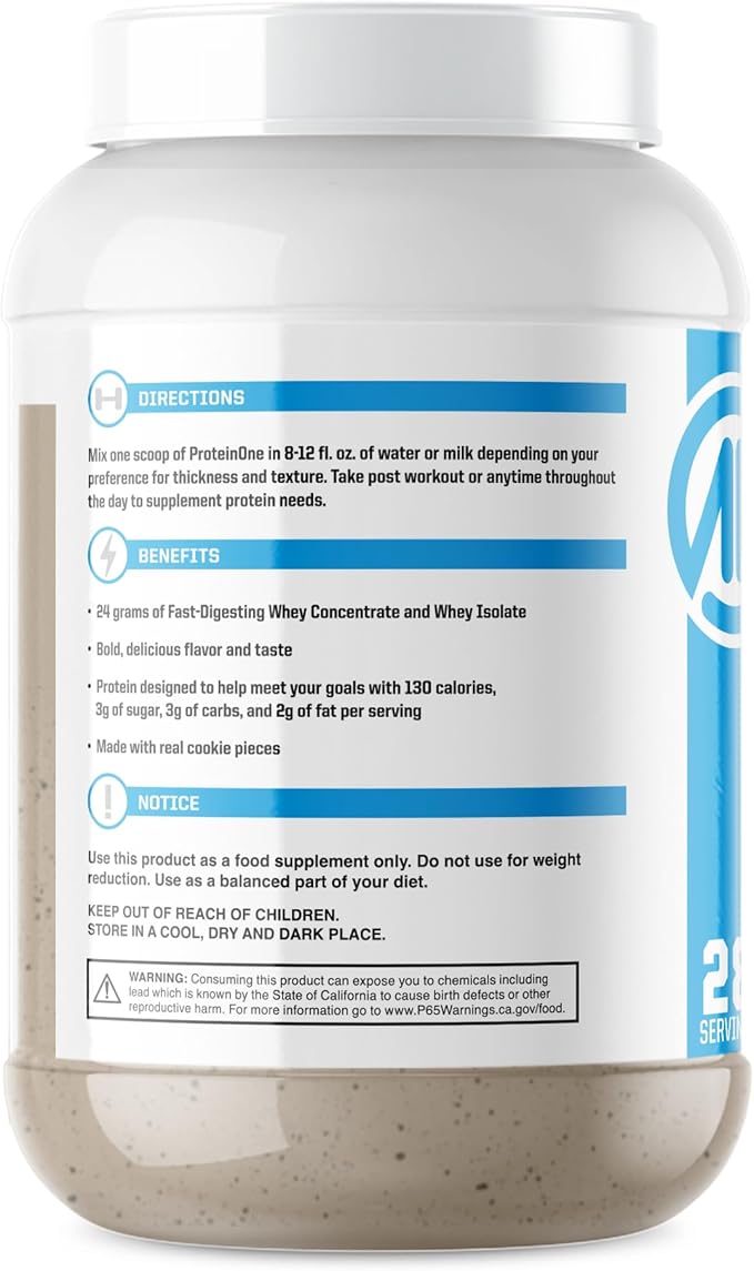 NutraOne ProteinOne Whey Protein Promote Recovery and Build Muscle with a Protein Shake Powder for Men & Women (Mint Chip Ice Cream, 2 LB)