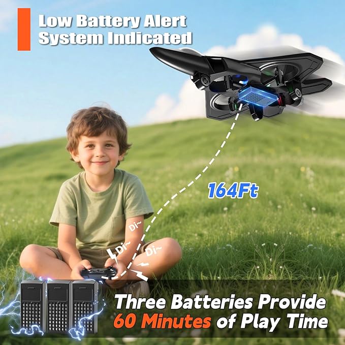 4DRC V32 Foam RC Planes with 3 Batteries, RC Planes for Kids Adults, RC Airplane Helicopter Drone Fighter Jet with Light, 360° Flip, Stunt Roll, Airplane Toy Gifts for Kids Boys Adults Beginners