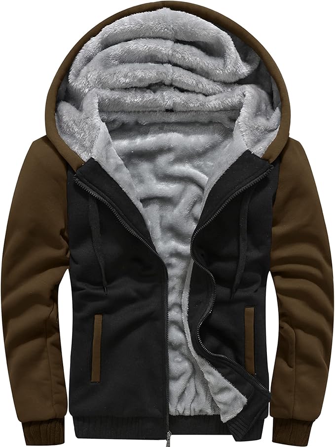 MACHLAB Men's Pullover Winter Workout Fleece Hoodie Jackets Full Zip Wool Warm Thick Coats