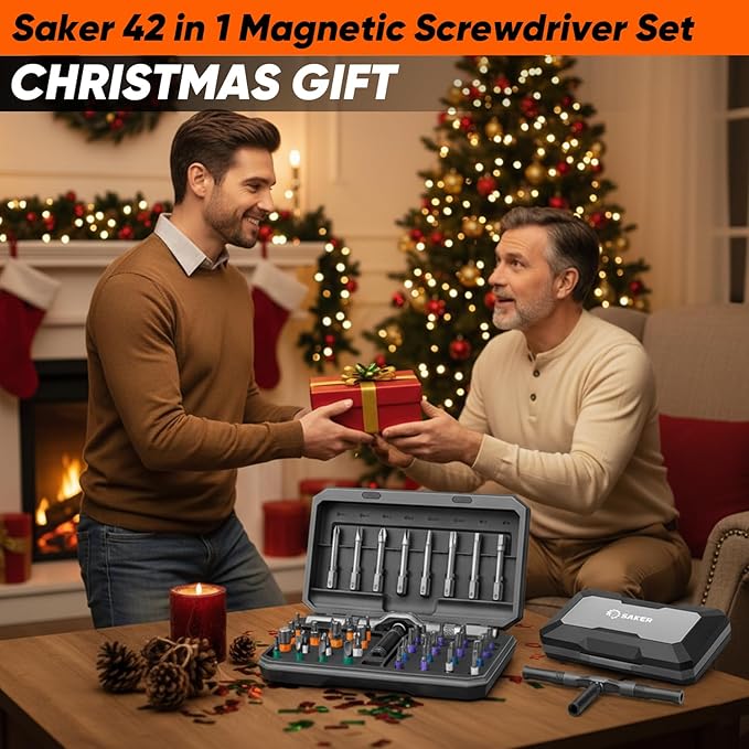 Saker 42 in 1 Magnetic Screwdriver Set, Multi Bit Free Combination Ratchet Screwdriver Set Portable Repair Tool Kit for Valentine's Day Gifts Furniture, Computer, Bicycle and DIY Grey