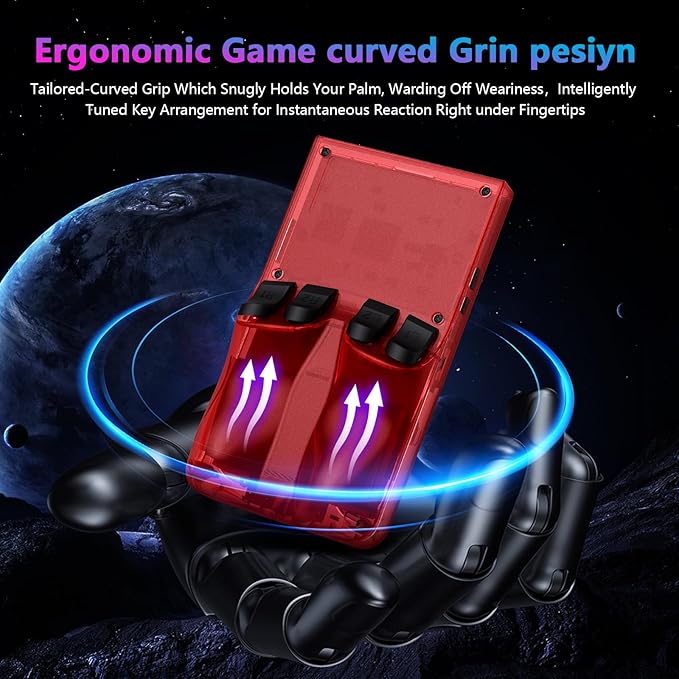 R36MAX Retro Handheld Game Console, 4.0 Inch 720x720 IPS Screen, 128GB Built-in 22000+ Classic Game, Portable Hand Held Open Source Linux System, 4000mAh Battery Retro Gaming Console(Red 128GB)