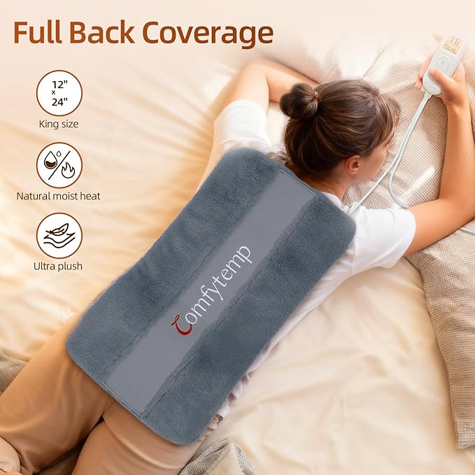 Comfytemp Himalayan Salt Weighted Heating Pad, Natural Moist Heating Pad for Back & Abdomen Comfort, Birthday Gifts for Women Men Mom Dad, 12"×24", FSA Eligible HSA，Electric Heat Warm with Auto-Off