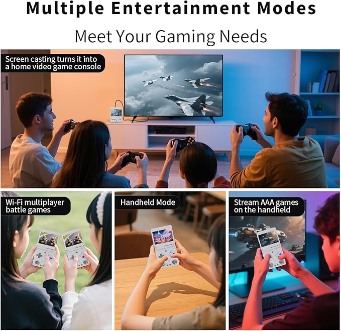RG34XXSP Retro Handheld Game Console RG34XX SP Retro Gaming Console with 64G Preloaded 5000+ Games,3300 mAh Battey, Portable Pocket Arcade Support 30+ Simulators 5G WiFi Bluetooth HD Gray