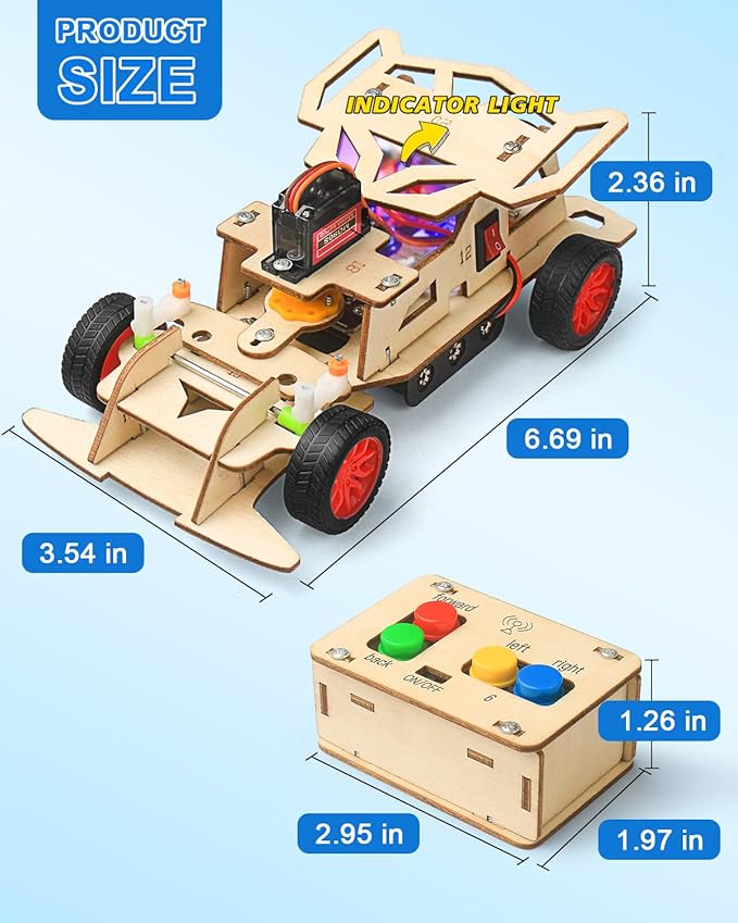 Poraxy STEM Kits for Kids 8-10, STEM Toys for Boys Ages 8-13, Remote Control Car, Wooden 3D Puzzles 8-12 Science Projects Building Model, Birthday Gifts for 8 9 10 11 12 13 14 Year Old Teen Boys Girls