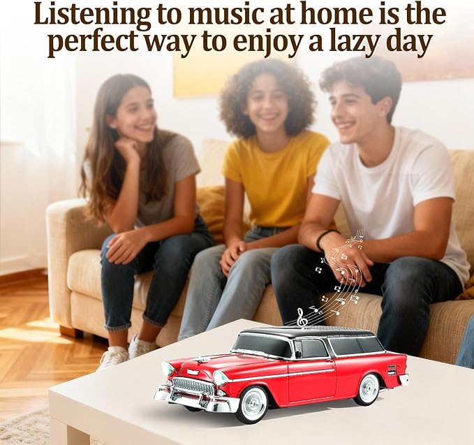 Retro car-Shaped Bluetooth Speaker, high-Definition Sound Quality, TWS Pairing, Multiple Interface outputs, Truck Model Bluetooth Speaker, Suitable for Desktop Decoration, Parties, Beach (RED)