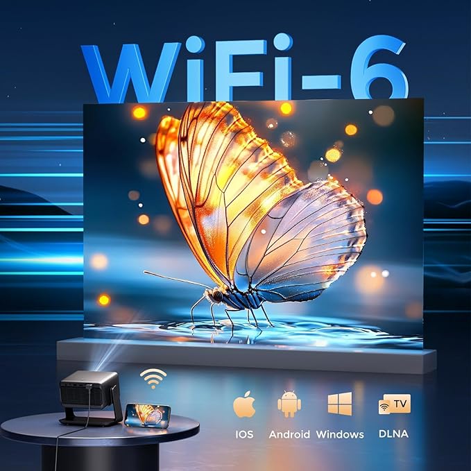 GooDee Video Projector With Wifi And Bluetooth, Smart Portable Projector Movie System Compatible With Netflix/Dolby Audio/Auto Focus & Keystone, 4k Video Decode & 1080p Native For Home Theater/Outdoor