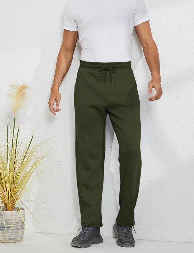 Gihuo Men's Winter Fleece Pants Sherpa Lined Sweatpants Active Running Jogger Pants