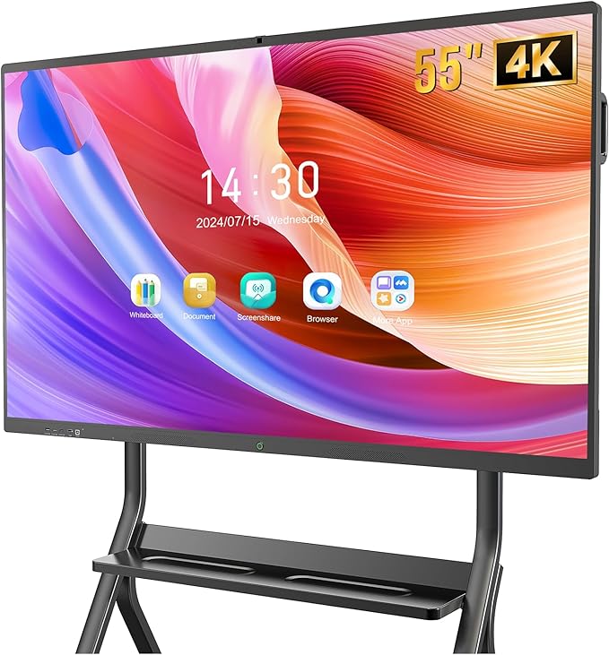 Smart Board,55 Inch Interactive Whiteboard 4K Touchscreen Built in Ultra High Definition Camera Open App Ecosystem, Digital Presentation Electronic Smart WhiteBoard for Classroom Home Office