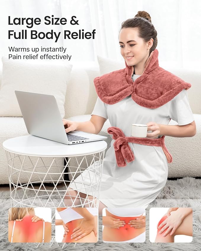 RENPHO Valentines Day & Birthday Gifts for Her Him Women Men, Electric Heating Pad for Back Pain Relief, FSA Eligible, Heat Pad for Neck and Shoulders, Fast Heating, 24"x33", ETL Certified, Pink