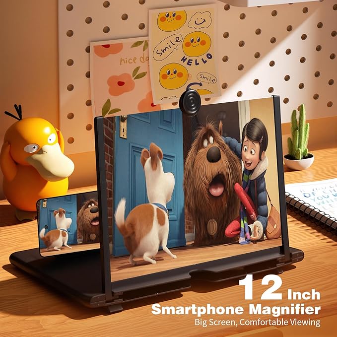 Screen Magnifier for Cell Phone Pocket Cinema Mobile Phone Magnifier Cool Tech Gadgets for iPhone Android Smartphone Magnifying Big Screen Top Teenage Boy Gifts Unique Finds 12 inch (Red)