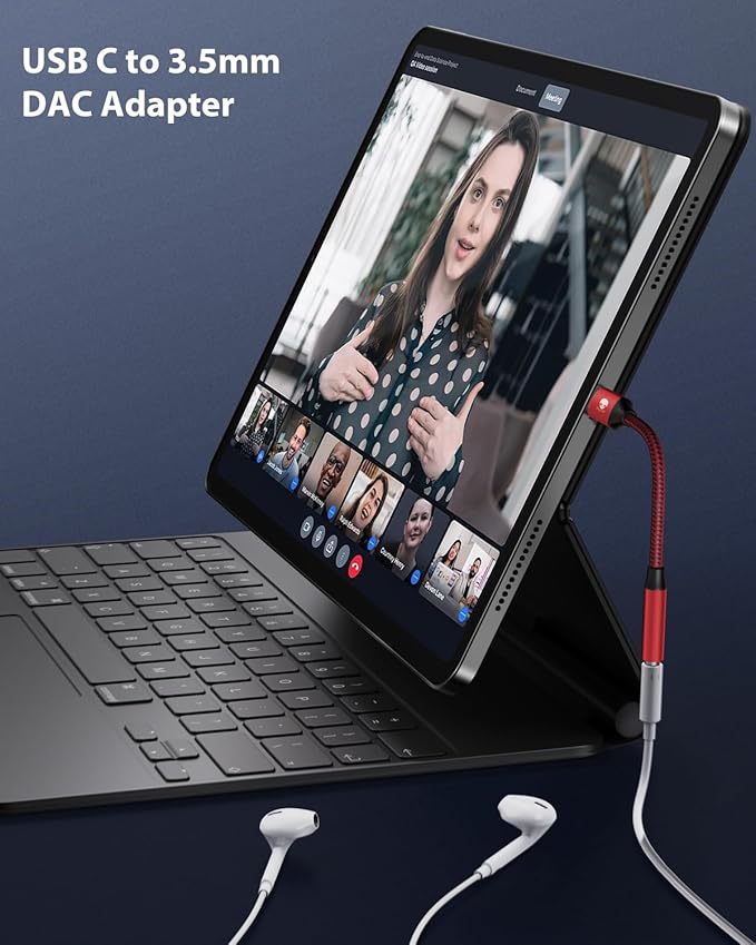 Stouchi USB C to 3.5mm Female Adapter, Type C Headphone Audio Jack Cable Cord Hi-Fi Dongle for iPhone 17/16 /15, Pixel 9/8 /7/6, iPad, Samsung Galaxy S25 S24 S23 Ultra - Red