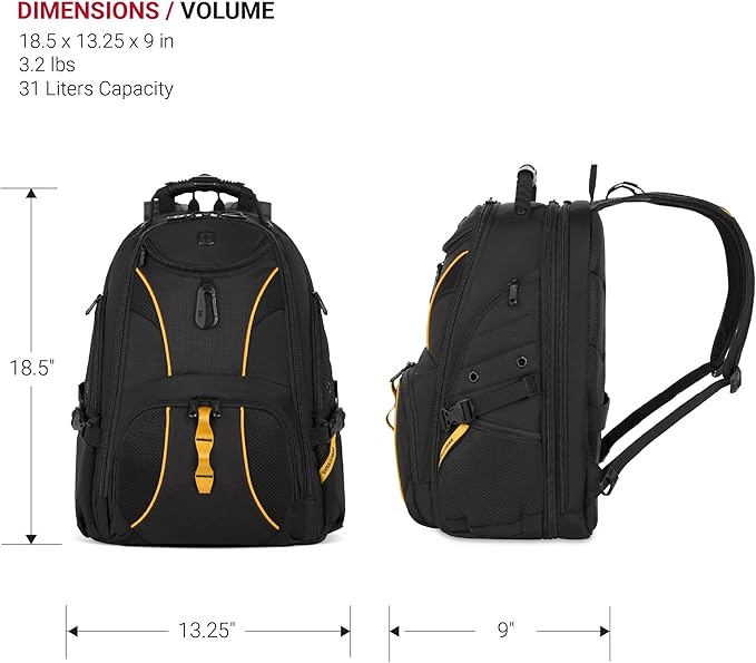 SwissGear 1900 Scansmart TSA 17 Laptop Backpack, Black/Gold, 19-Inch
