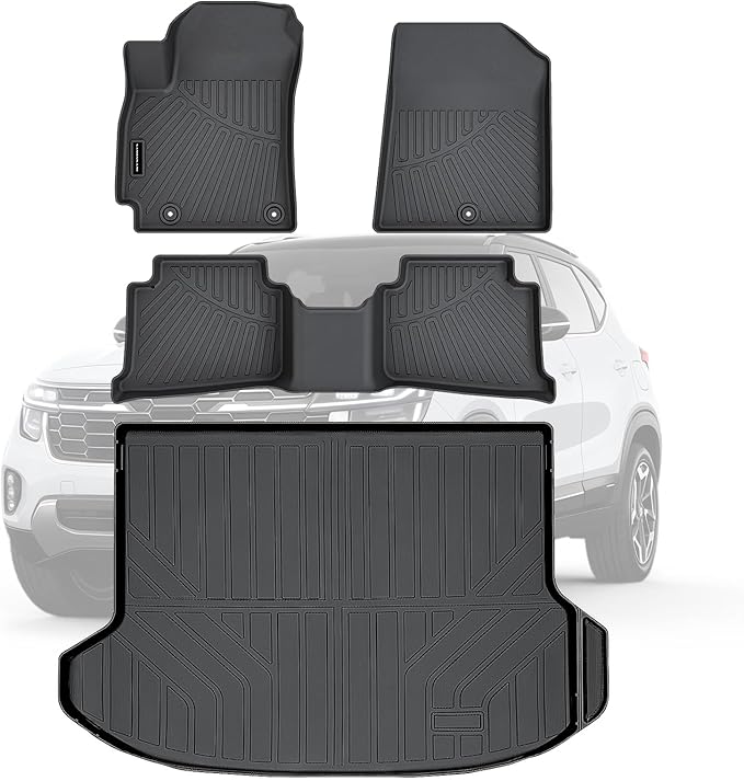 TPE Floor Mats for 2024-2026 Kia Seltos LX/S/EX/SX Turbo/X-Line, All Weather Car Floor Liners Fit Kia Seltos Accessories Black