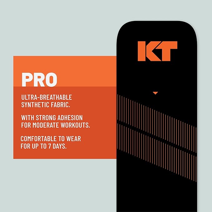 KT Tape, Pro Synthetic Kinesiology Athletic Tape, 20 Count, 10” Precut Strip