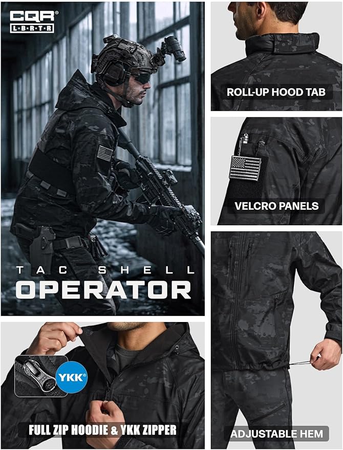 CQR Men's Tactical Softshell Jacket, Winter Warm Fleece Lined Coat, Water Resistant Outdoor Hunting Hiking Rain Windbreaker