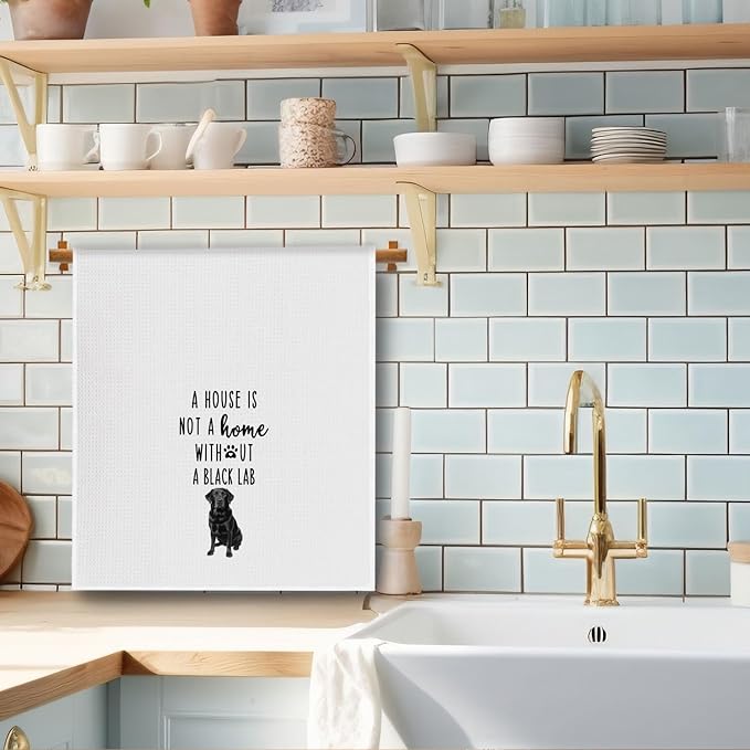 QWZDRHYJI Black Labrador Retriever Dog Kitchen Towels, Black Lab Gifts Dish Tea Towels for Kitchen, Gifts for Labrador Dog Lovers Decorative Hand Towel for Bathroom, 16x24 Inch