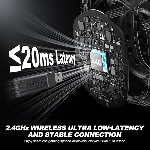 Wireless Gaming Headset for PS5, PS4, PC, Switch, Mac, Mobile, USB & Type-C 2.4GHz Gaming Headphones with Mic ENC Noise Cancelling, 50mm Drivers, 3D Surround Sound, Cool RGB Lights, 50-Hr Battery