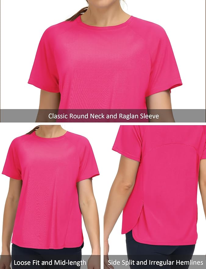 THE GYM PEOPLE Women's Short Sleeve Workout Shirts Breathable Yoga T-Shirts with Side Slits Athletic Tee Tops