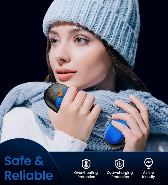 Hand Warmers Rechargeable 2 Pack, Electric Hand Warmer, 24Hrs Long Lasting Magnetic Reusable Hand Warmers with 3 Heat Settings, Portable Pocket Heater, for Men, Women, Camping, Hunting, Golf, Ski