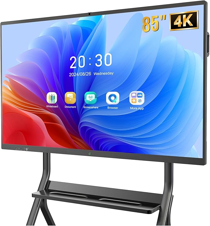Smart Board,85 Inch Interactive Whiteboard 4K Touchscreen Built in Ultra High Definition Camera Open App Ecosystem, Digital Presentation Electronic Smart WhiteBoard for Classroom Home Office