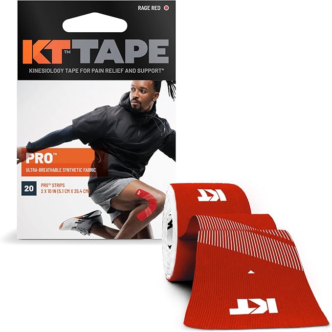 KT Tape, Pro Synthetic Kinesiology Athletic Tape, 20 Count, 10” Precut Strip