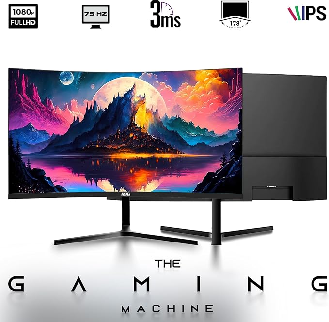 HP Light Single Premium Desktop Computer PC – AMD Processor,16GB RAM,512GB SSD,24 Inch Curved Monitor,RGB Keyboard with AI Copilot Key and Mouse,RGB Soundbar,Windows 11(Renewed)