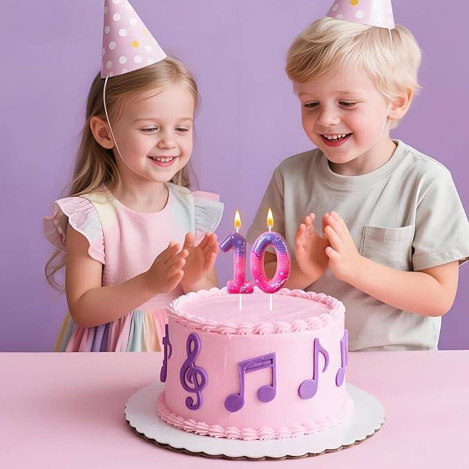 Lurevian K-pop Pink Purple Number Birthday Candle – Trendy Cake Decoration for Themed Parties, Sparkly Gradient Cake Topper for Girls Birthday Party Decoration for Teens（Number 1）
