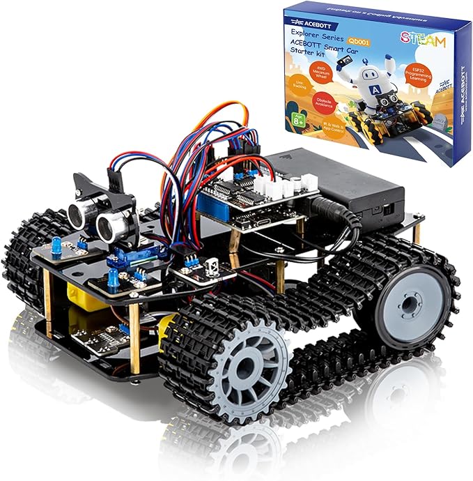 ACEBOTT Smart Robot Tank Car Kit with ESP32 for Arduino Robotics for Kids Ages 8-12 12-16 STEM Science Kits Coding Gifts for 8-16 Year Old Boys Girls Teens Cool Engineering Building Toys Unique Gifts