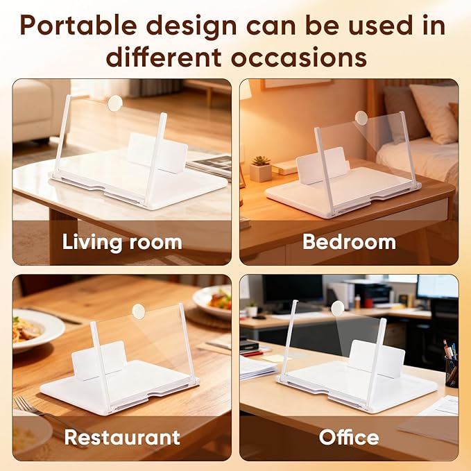 Mobile Phone Magnifier Screen,2026 New 3D HD Magnifier Projector Screen Enlarger for Movies,Videos,Gaming and Travel,Foldable Phone Stand with Screen Amplifier,Supports All Smartphones (White, 12inch)
