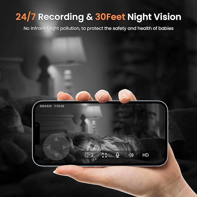 Indoor Security Camera 360° with Pan/Tilt, Pet Dog Baby Monitor, 1080P HD Night Vision, Motion Detection, 2-Way Talk, Alexa & Google Home Compatible (2.4GHz WiFi)