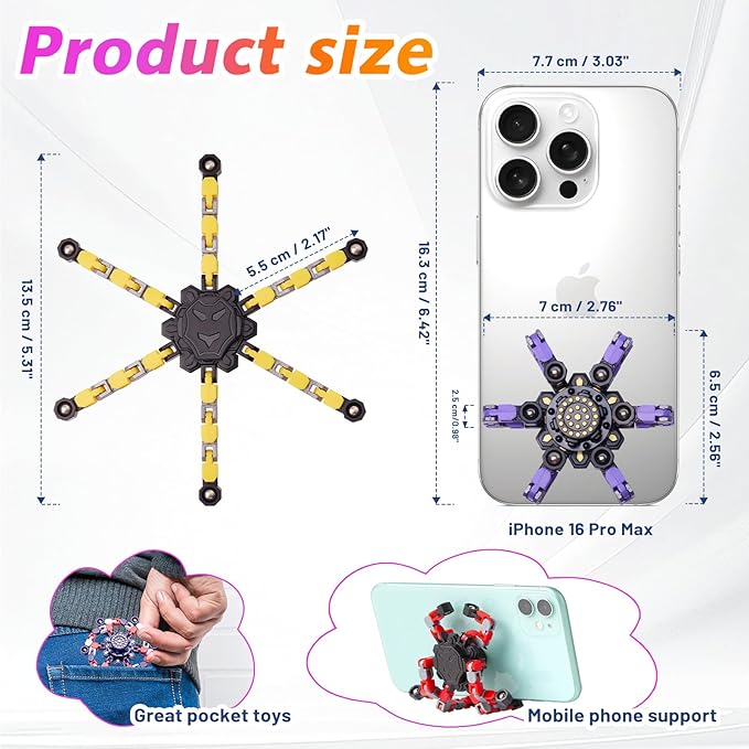 Transformable Fidget Spinners Toys 4 Pcs for Kids and Adults Stress Relief Sensory Toys for Boys and Girls Age 8-13 Fingertip Gyros Valentines Day Gifts Men Easter Stocking Stuffers for Teens