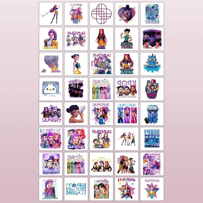 50Pcs Sheets Kpop Demon Temporary Tattoos for Kids, Cartoon Kpop Hunters Birthday Party Favors Gifts for Girl Boys Home Activity Class Prizes Carnival Christmas Rewards