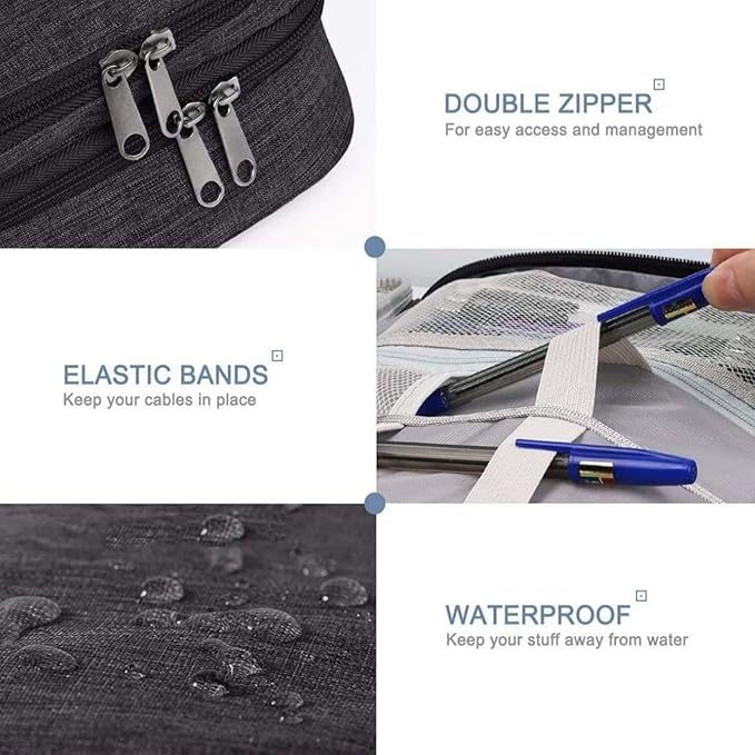 Multi Purpose Oxfords Fabric Storage Organiser Pouches for Technology Accessories Cosmetics Travel Essential Charger Cable or