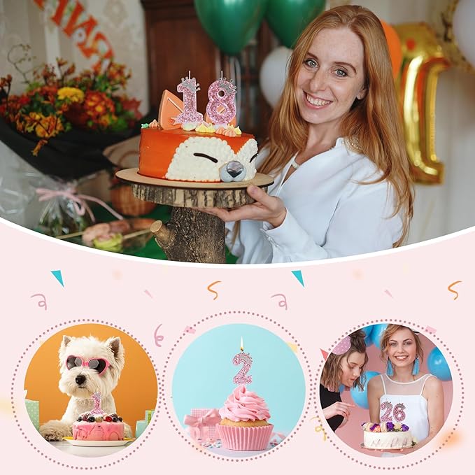 Birthday Number Candles,Pink Crown Birthday Candles for Cake,Glitter Number 1 Candle Cake Topper with Sequins for Girls,Women, Anniversary Celebrations Supplies (Pink 1)