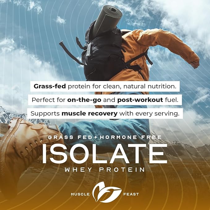 Muscle Feast Grass-Fed Whey Protein Isolate, All Natural Hormone Free Pasture Raised, Whey Isolate Protein Powder for Men and Women, Clean, Gluten-Free, Delicious Isolate Protein - Birthday Cake, 2lb