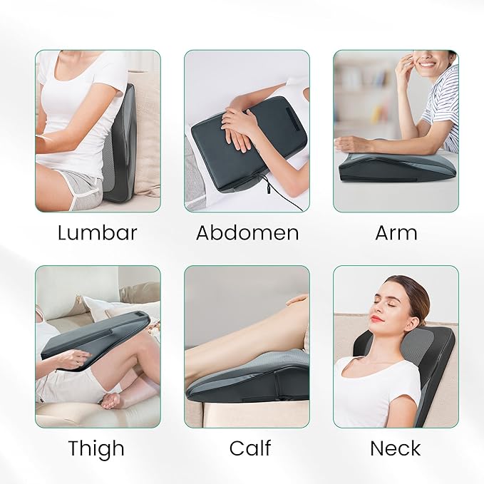 Snailax Shiatsu Back Massager for Back Pain Deep Tissue, Lower Back Neck Massager with Heat, 3D Kneading Back Massager for Chair, Massage Pillow as Gifts for Mom, Dad, Women