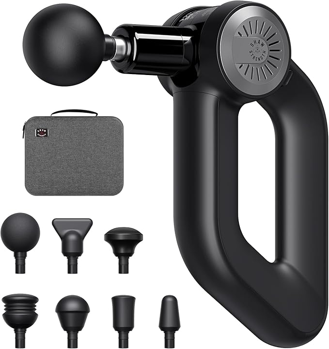 Shaw Strength S6 Pro Massage Gun Deep Tissue Percussion with 16mm Amplitude, Professional Muscle Massager Gun for Athletes Pain Relief, Handheld Massagers for Muscles, 7 Attachments