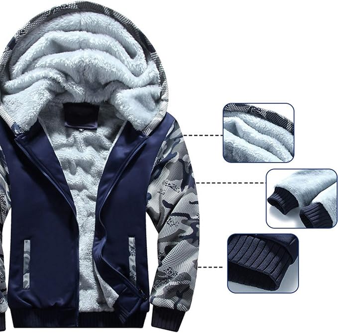 MACHLAB Men's Pullover Winter Workout Fleece Hoodie Jackets Full Zip Wool Warm Thick Coats
