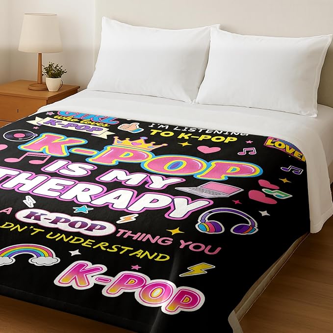Kpop Blanket Gifts for K-Pop Fans - Super Soft Flannel Kpop Blankets for Girls Teen Fans Bedding Couch Sofa - Korean Kpop Merch Fandom Throw for Idol Lovers Dorm Decor Christmas (Style 04, 60 X 80)