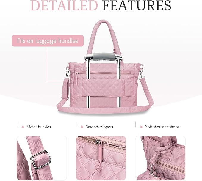 Tote Bag for Women Purses and Weekender Bags Quilted Shoulder Bags 2PCS with Zipper