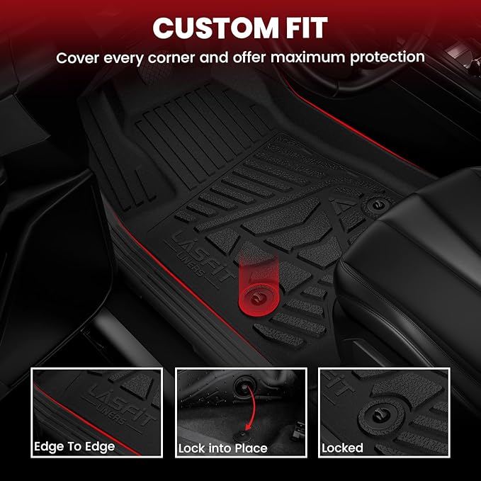 LASFIT Floor Mat for Ford F-150 2015-2026 Regular Cab(Bench Seat, Carpet Floor) All Weather Portector TPE Waterproof Truck Liner for Ford F150 Standard Cab-1st Row Black
