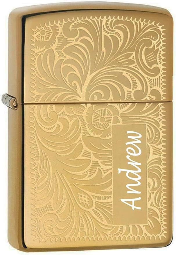Custom Zippo Lighter – Personalized Engraved Venetian Design | Genuine Windproof Metal Lighter | Unique Gift for Men & Women – Christmas, Halloween, Valentine (Gold 352B)
