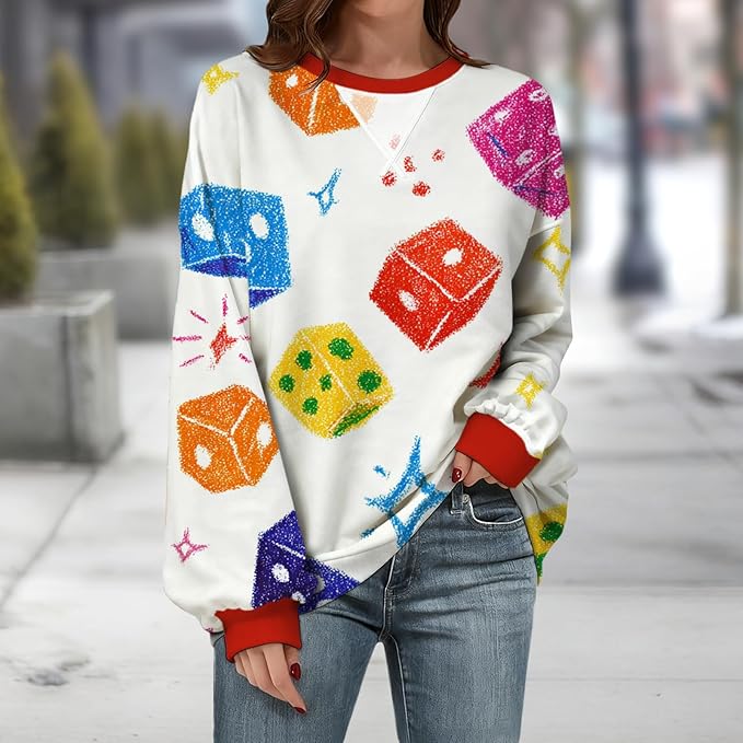 Womens Sweatshirts Fahsion Floral Print Long Sleeve Comfy Fall Tops Oversized Casual Crewneck Pullover Shirts