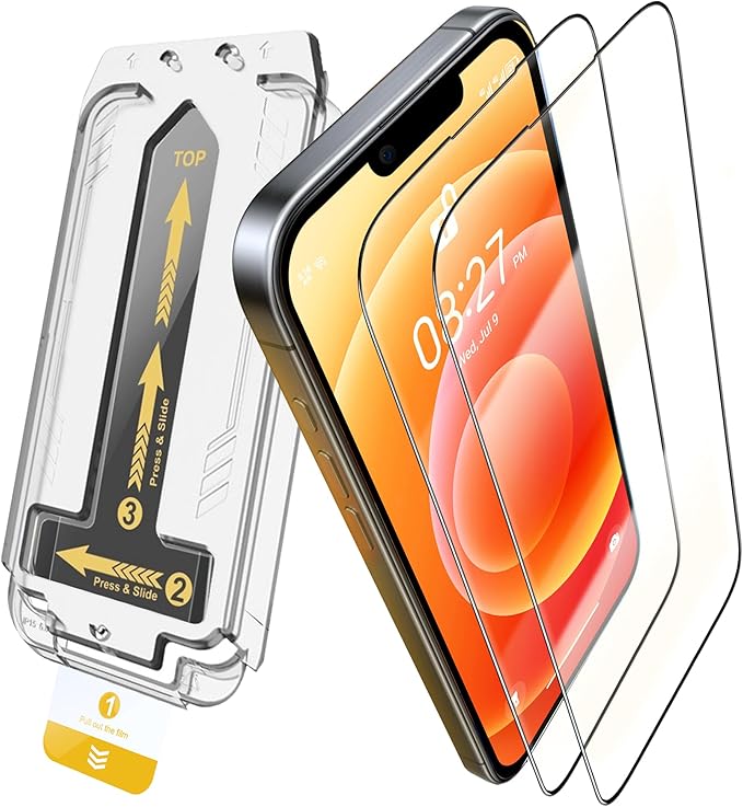 2 Pack iPhone 12 Pro Max Screen Protector 9H Military Grade Scratch Fingerprint Resistance Anti-Glare Shatterproof Tempered Glass - Easy Installation Bubble Free