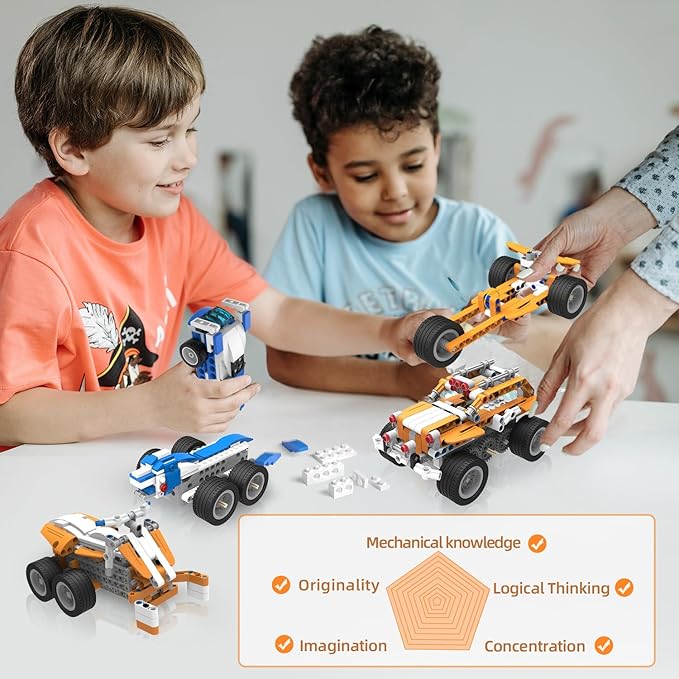 makerzoid STEM Coding Robot Kits for Kids Ages 6+, 26-in-1 Educational Programmable Scratch Coding Robotics Kit, APP RC Robot Car Birthday Children's Day Gift for Boy Girls(400+ Pcs)